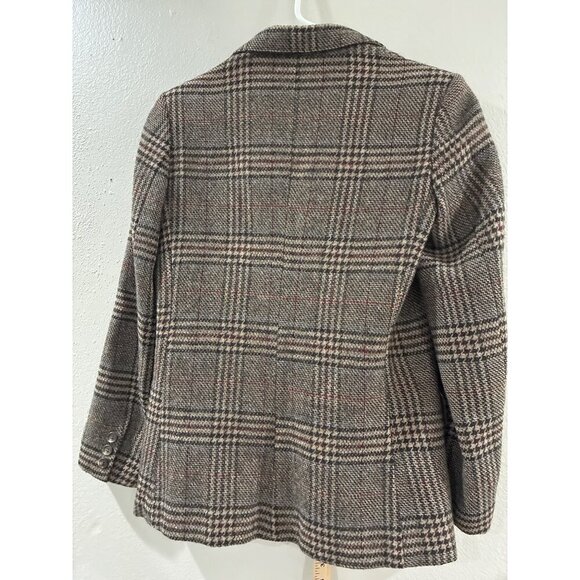 Aubergine cardigan womens career casual wool blend size 8 plaid checked coat - Picture 2 of 8